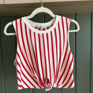 Zara Red and White Striped Top